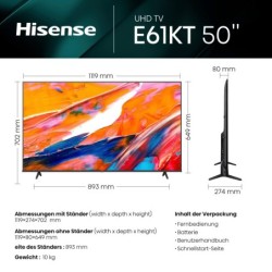 Hisense 50E61KT LED-Fernseher (127 cm/50 Zoll, 4K Ultra HD, Smart-TV, Alexa Built-In, DTS Virtual X, Smart-TV, Dolby Vision, Triple Tuner DVB-C/S/S2/T/T2)