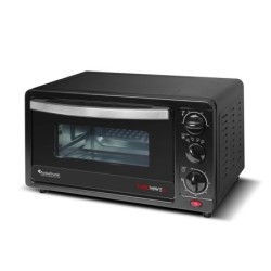 TurboTronic by Z-Line Minibackofen 14 Liter Schwarz, inkl. 1x Grillrost & 1x Backblech 1200W Camping, Pizzaofen 100-230°C Tischbackofen, Kleiner Ofen