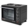 TurboTronic by Z-Line Minibackofen mit Umluft und Drehspieß + 2 Kochplatten 35 Liter, 3200W Pizzaofen, Mini Tisch Backofen Camping Pizzaofen Klein/Groß