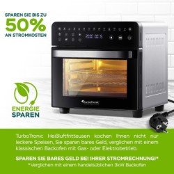 TurboTronic by Z-Line Minibackofen Digitaler XXL Power Airfryer 14 Liter Pommes Korb ab 50°C Heißluftofen, mit Drehspieß für Hähnchen, Konvektionsofen