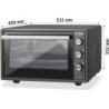 ICQN Minibackofen 42 Liter mit Umluft, Emailliert, 1300 W, inkl. Backblech Set, Umluft, Pizza-Ofen, Doppelverglasung, Timer, Mini Ofen, 40°-230°C