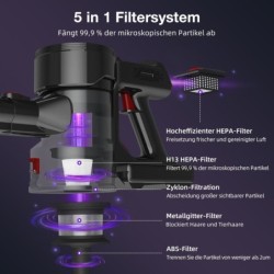 Daynee Akku-Hand-und Stielstaubsauger Akku Staubsauger, Handstaubsauger, Staubsauger Kabellos, Akkusauger, beutellos, 27KPa Akkustaubsauger,Staubsauger Tierhaare,Stielstaubsauger