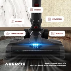 Arebos Akku-Handstaubsauger Lithium-Ionen-Akku Staubsauger, 2-in-1 Hand- und Bodenstaubsauger, 200,00 W, beutellos