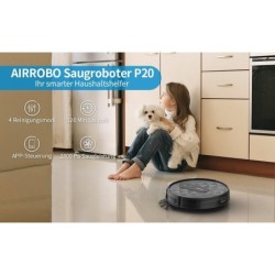 AIRROBO Saugroboter P20 2800Pa, 120Minuten Laufzeit,App,leise,für Tierhaare, harte Böden, beutellos, Teppiche mit niedrigem Flor, selbstaufladender