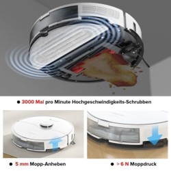 Roborock Nass-Trocken-Saugroboter S8, 69 W, 6000 pa, DuoRoller-Bürste, Reactive 3D-Hindernisumgehung, Vibrations-Hebemop, Intelligenter für Hartböden,Tierhaare,Teppiche, Kindersicherung APP Control, Upgrade von Roborock S7, VS S7 Maxv